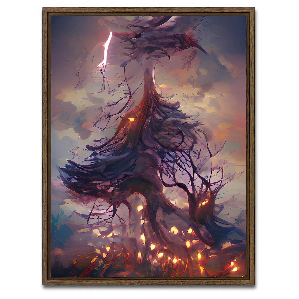 AUTO-MOCKUP WHITE | Lightning Strikes | 1 Piece | Walnut Framed Canvas | group=3x4