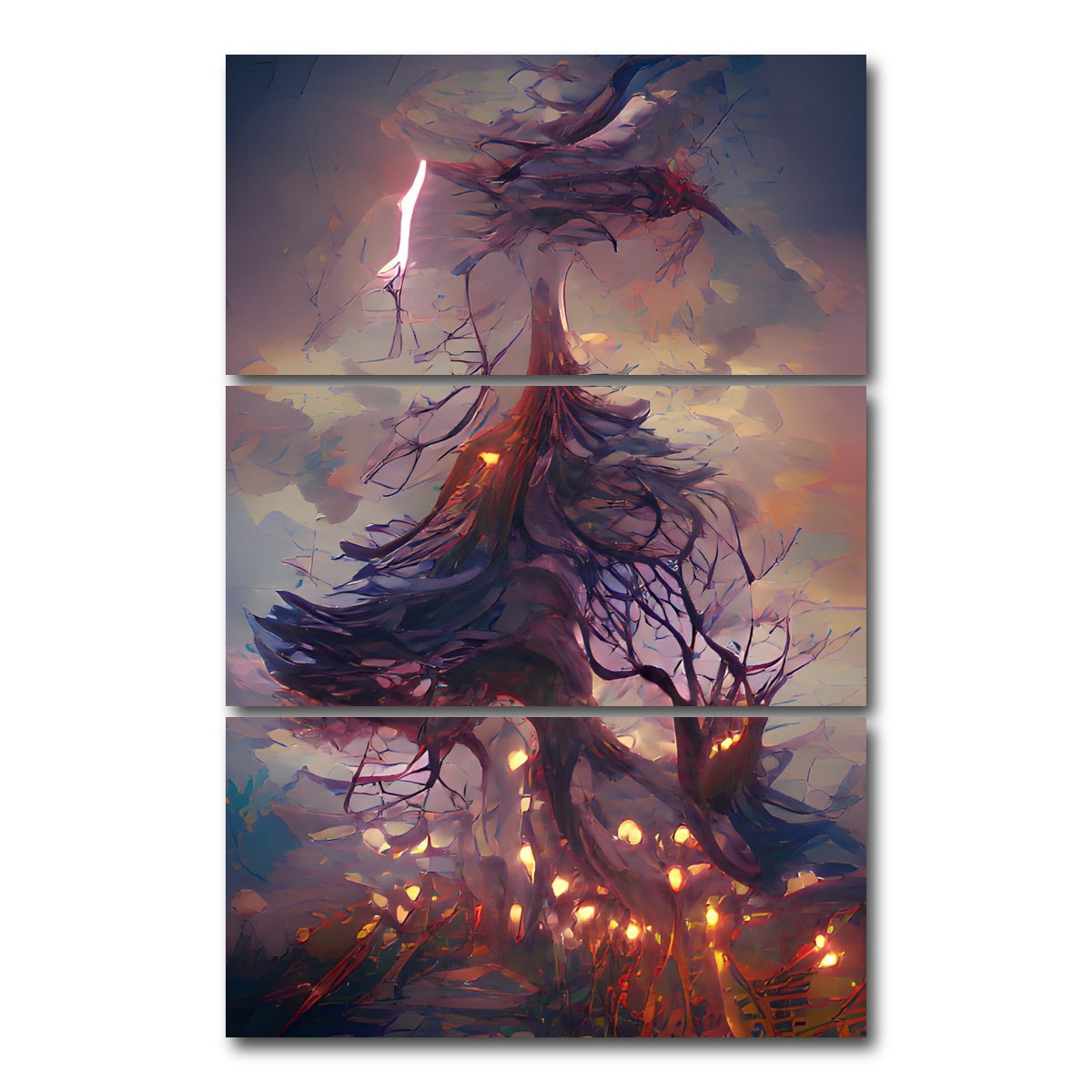 AUTO-MOCKUP WHITE | Lightning Strikes | 3 Piece | Gallery Wrap Canvas | group=12x24_stacked