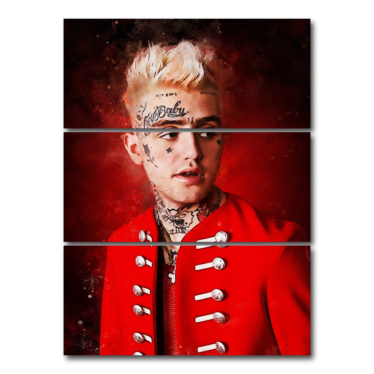 AUTO-MOCKUP WHITE | Lil Peep Painting | 3 Piece | Gallery Wrap Canvas | group=8x18_stacked