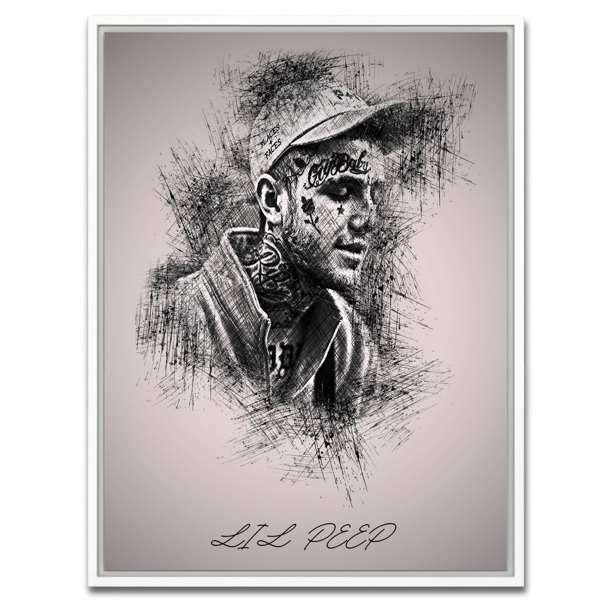 AUTO-MOCKUP WHITE | Lil Peep Sketch | 1 Piece | White Framed Canvas | group=3x4