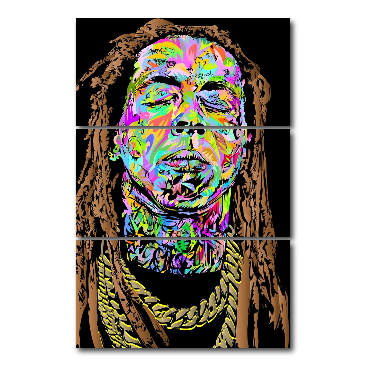 AUTO-MOCKUP WHITE | Lil Wayne | 3 Piece | Gallery Wrap Canvas | group=12x24_stacked