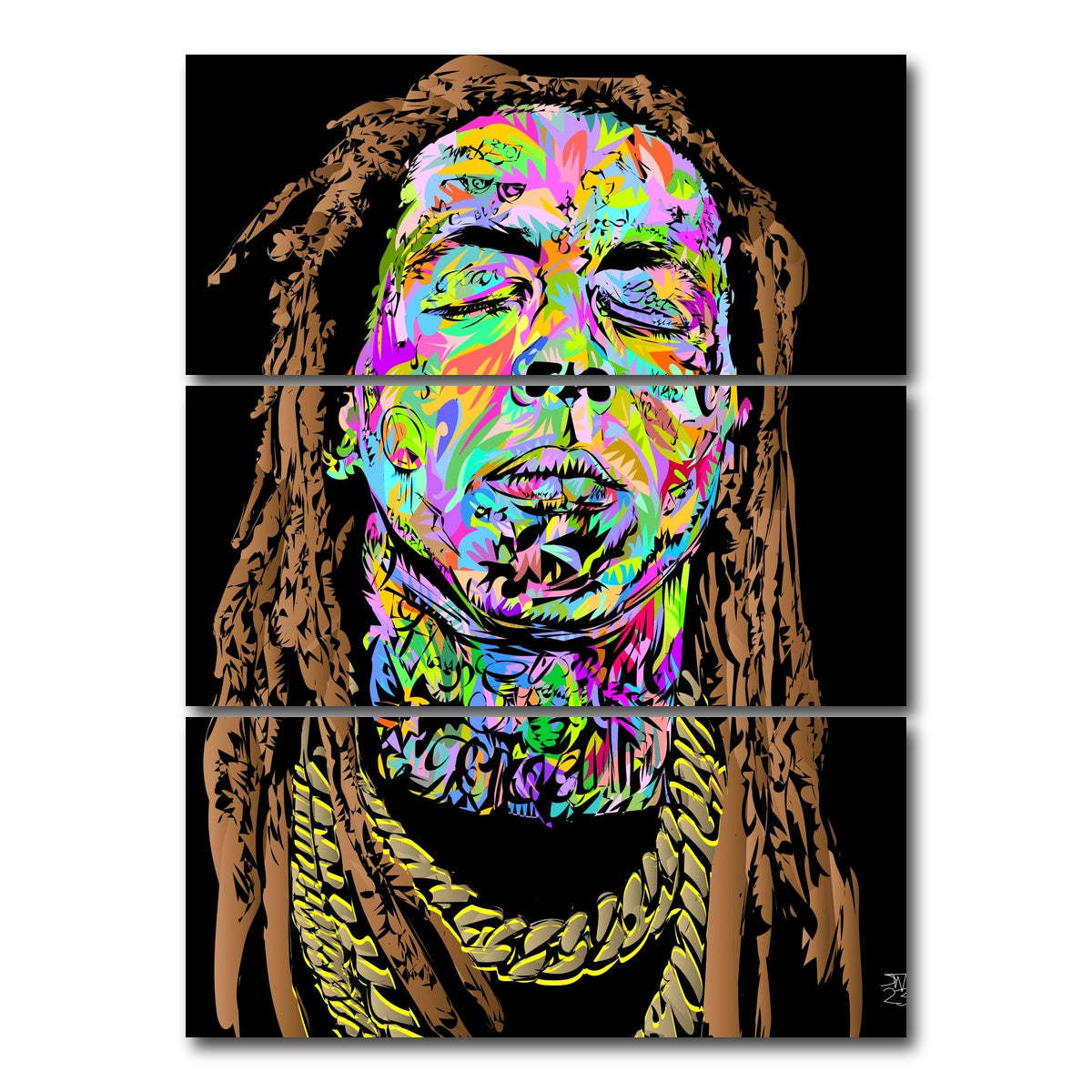 AUTO-MOCKUP WHITE | Lil Wayne | 3 Piece | Gallery Wrap Canvas | group=8x18_stacked