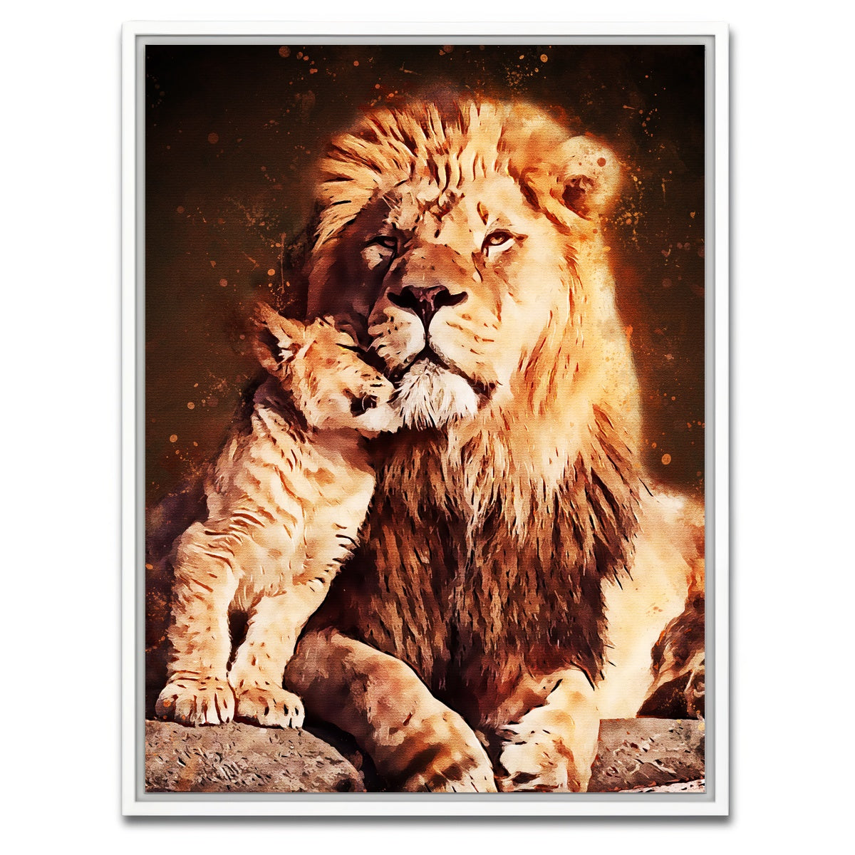 AUTO-MOCKUP WHITE | Lion & Cub | 1 Piece | White Framed Canvas | group=3x4