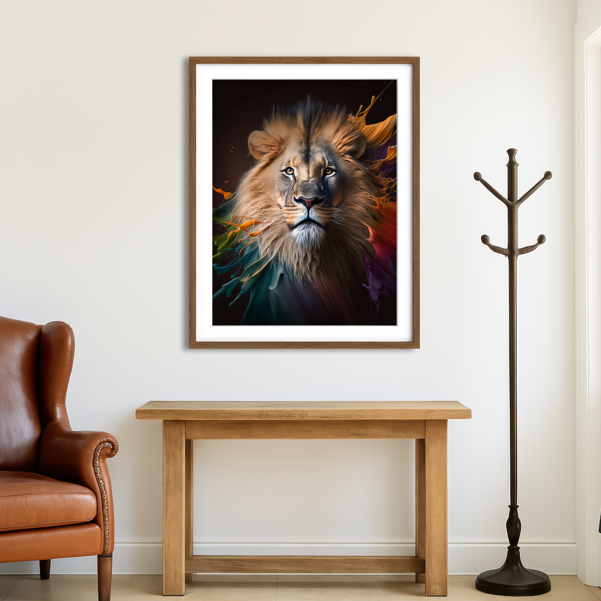 AUTO-MOCKUP ROOM | Lion Portrait Wall Art