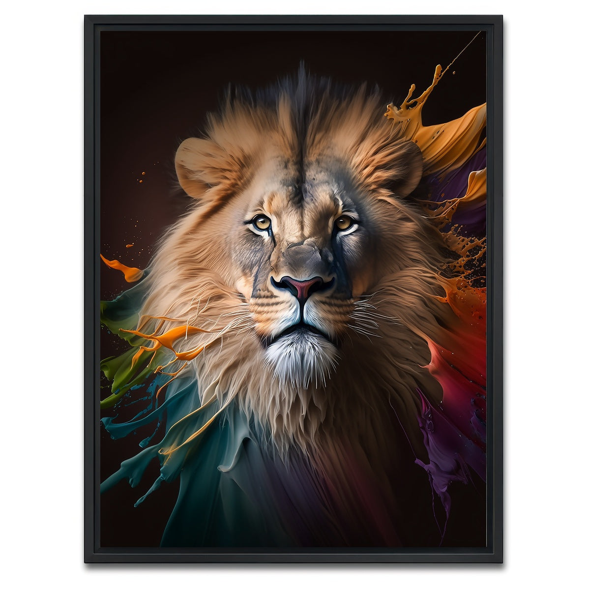 AUTO-MOCKUP WHITE | Lion Portrait | 1 Piece | Black Framed Canvas | group=3x4