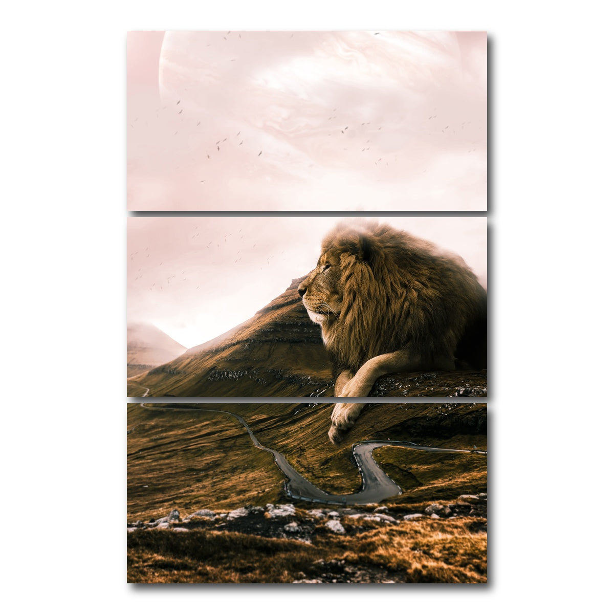 AUTO-MOCKUP WHITE | Lion Road | 3 Piece | Gallery Wrap Canvas | group=12x24_stacked
