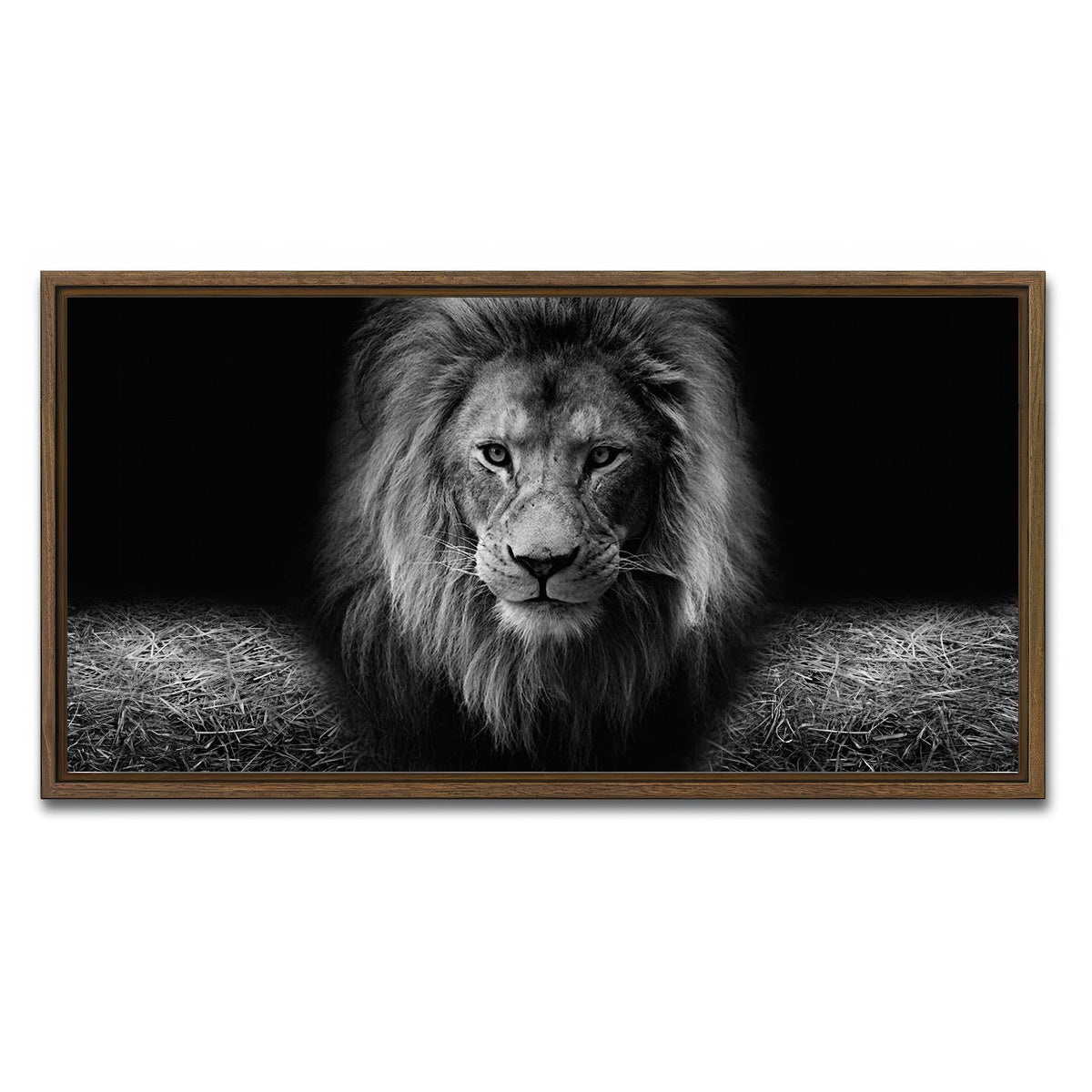 AUTO-MOCKUP WHITE | Lion head | 1 Piece | Walnut Framed Canvas | group=2x1