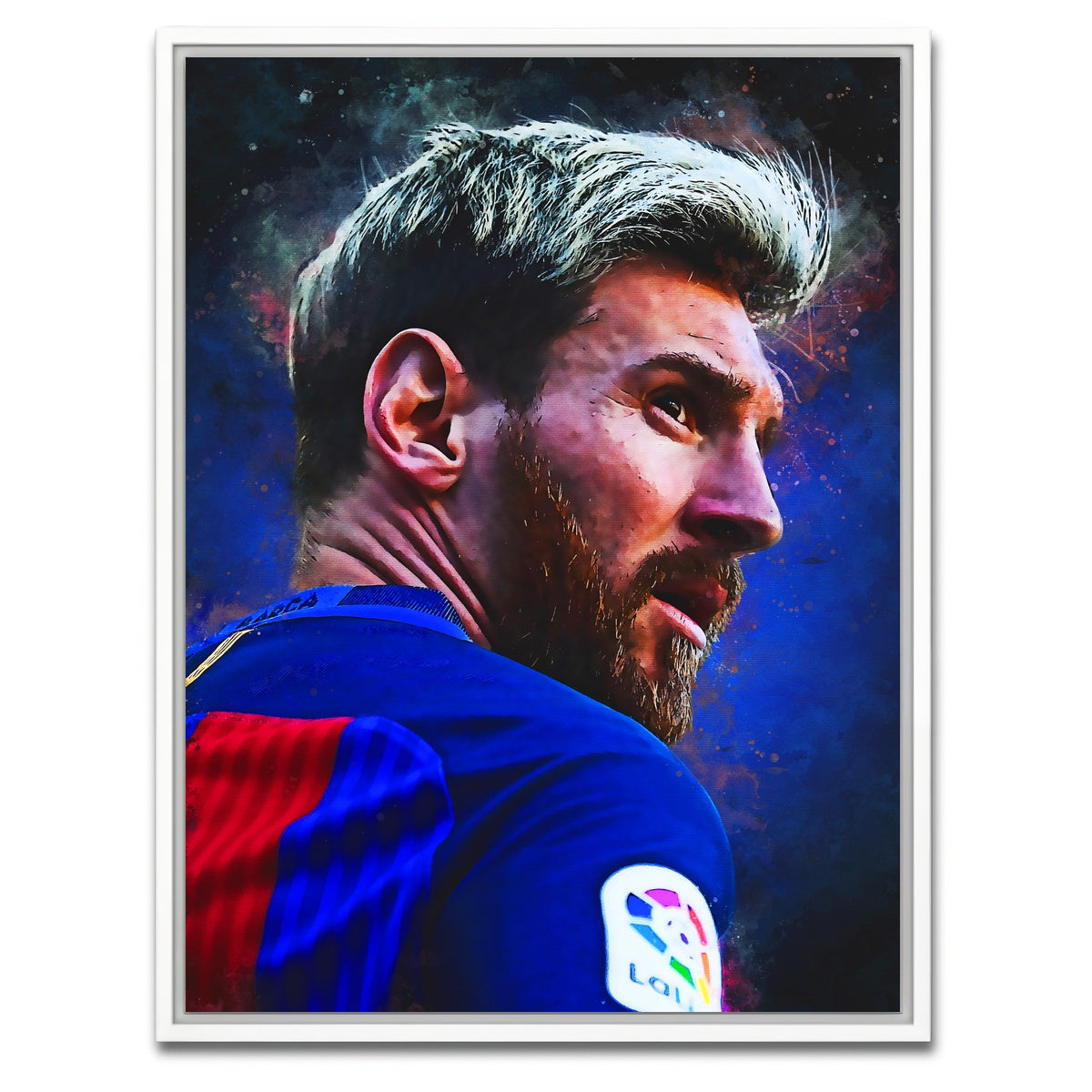 AUTO-MOCKUP WHITE | Lionel Messi Painting | 1 Piece | White Framed Canvas | group=3x4