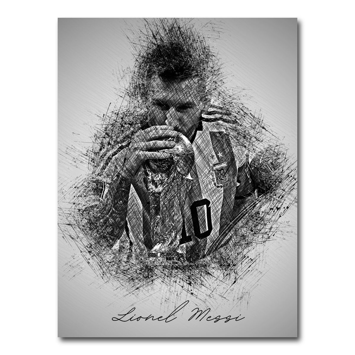 AUTO-MOCKUP WHITE | Lionel Messi Sketch | 1 Piece | Gallery Wrap Canvas | group=3x4