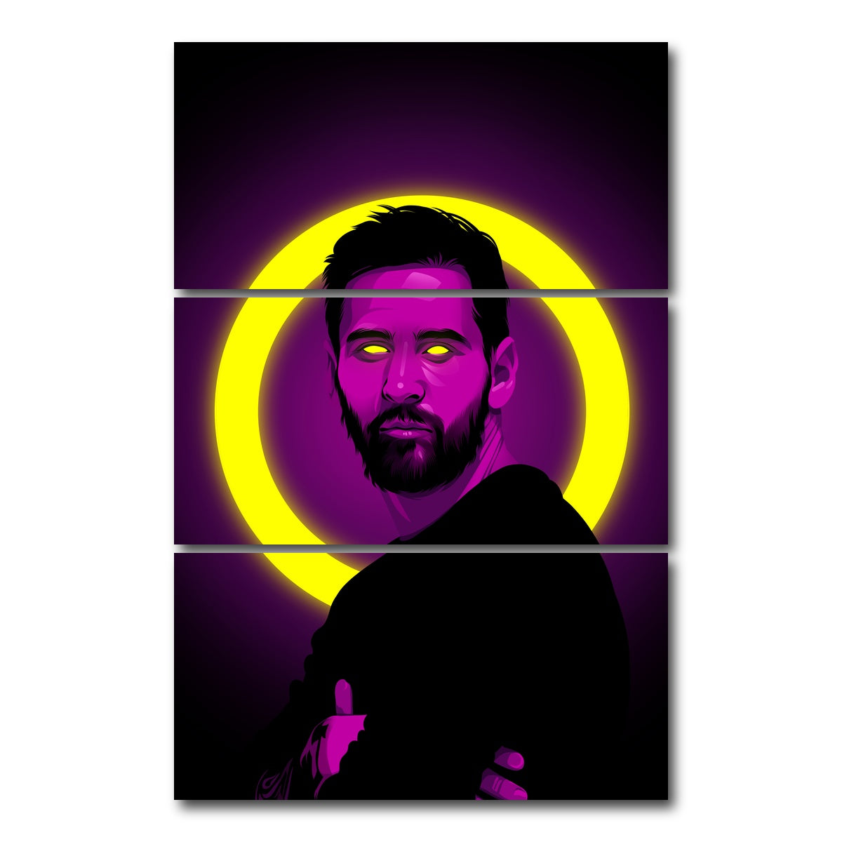 AUTO-MOCKUP WHITE | Lionel Messi | 3 Piece | Gallery Wrap Canvas | group=12x24_stacked