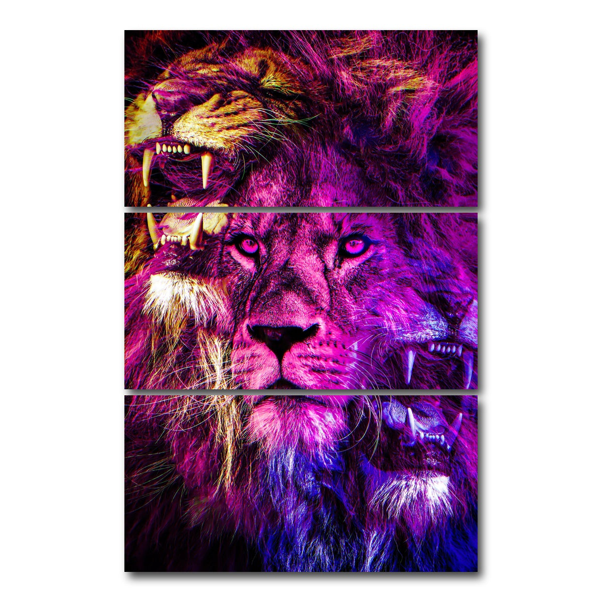AUTO-MOCKUP WHITE | Lions | 3 Piece | Gallery Wrap Canvas | group=12x24_stacked