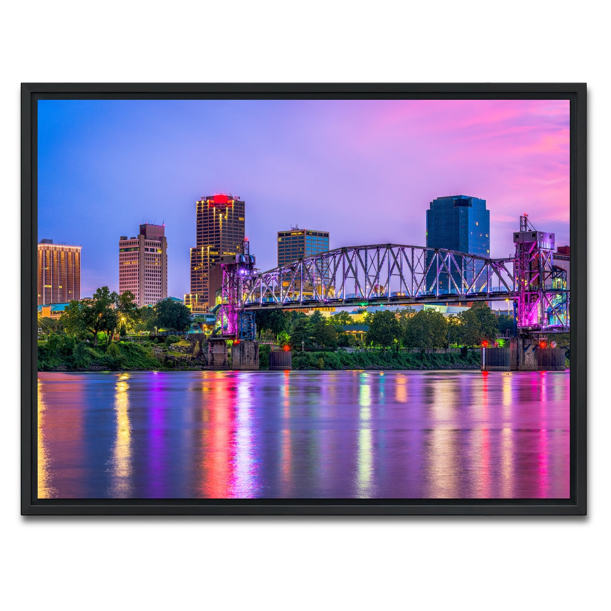 AUTO-MOCKUP WHITE | Little Rock Skyline | 1 Piece | Black Framed Canvas | group=4x3