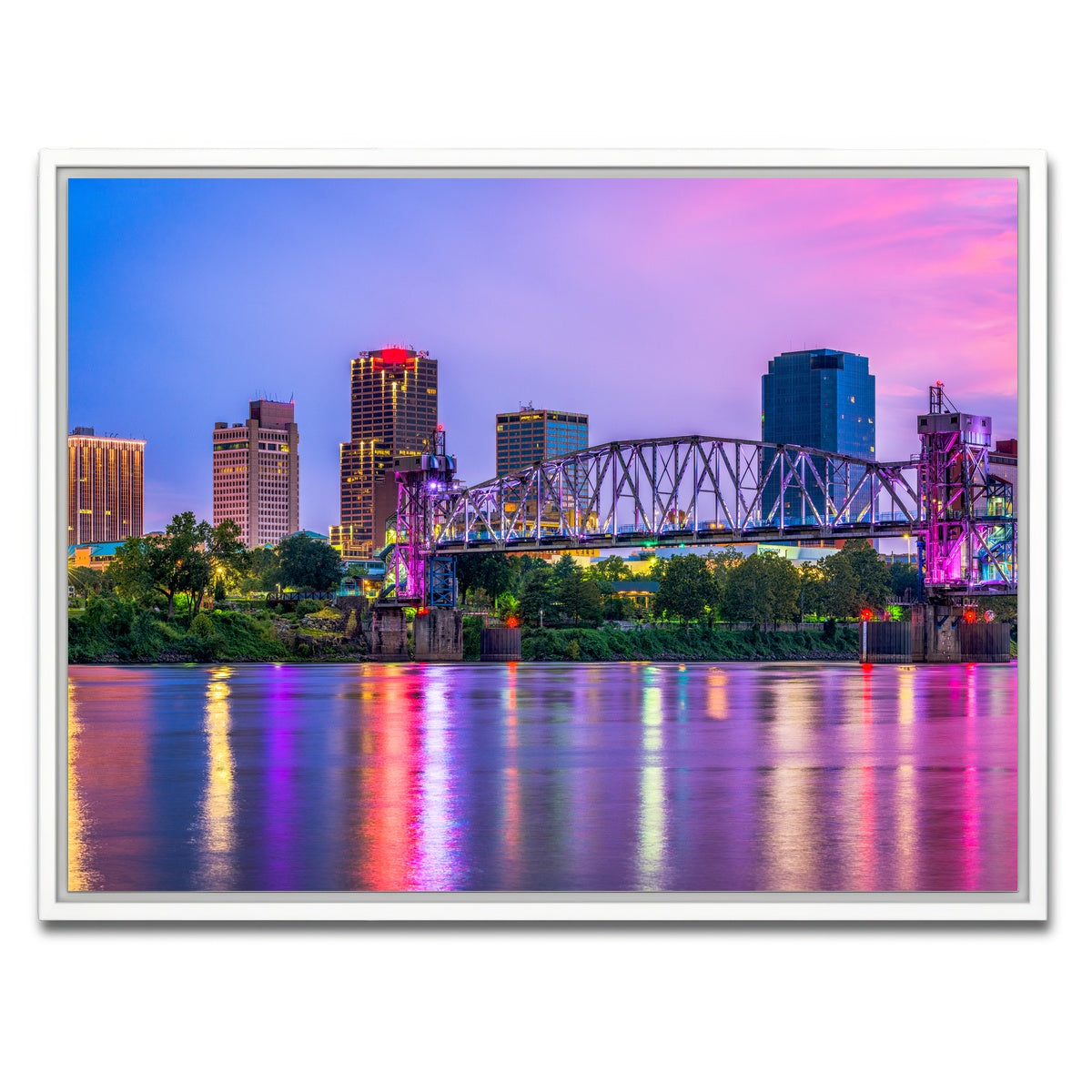 AUTO-MOCKUP WHITE | Little Rock Skyline | 1 Piece | White Framed Canvas | group=4x3