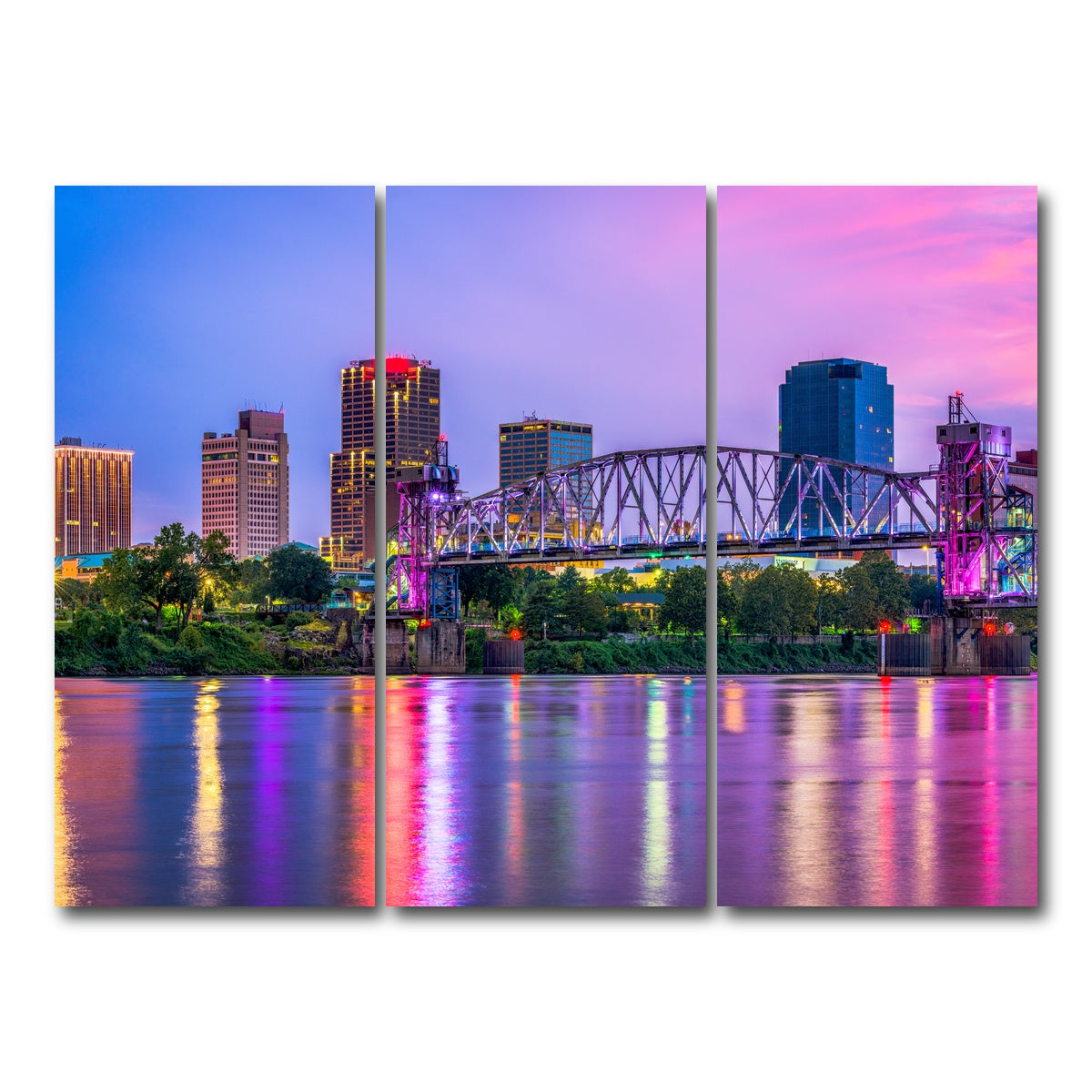 AUTO-MOCKUP WHITE | Little Rock Skyline | 3 Piece | Gallery Wrap Canvas | group=8x18