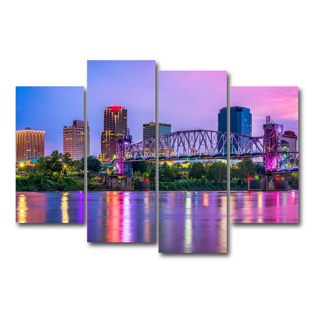 AUTO-MOCKUP WHITE | Little Rock Skyline | 4 Piece | Gallery Wrap Canvas | group=4_short