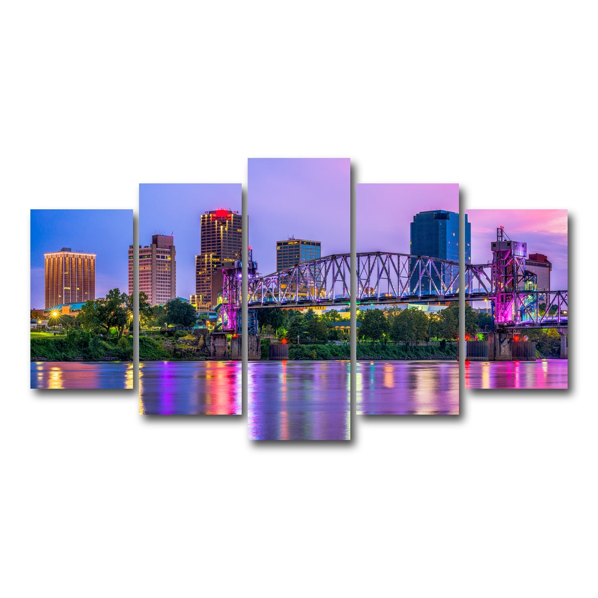 AUTO-MOCKUP WHITE | Little Rock Skyline | 5 Piece | Gallery Wrap Canvas | group=5_normal