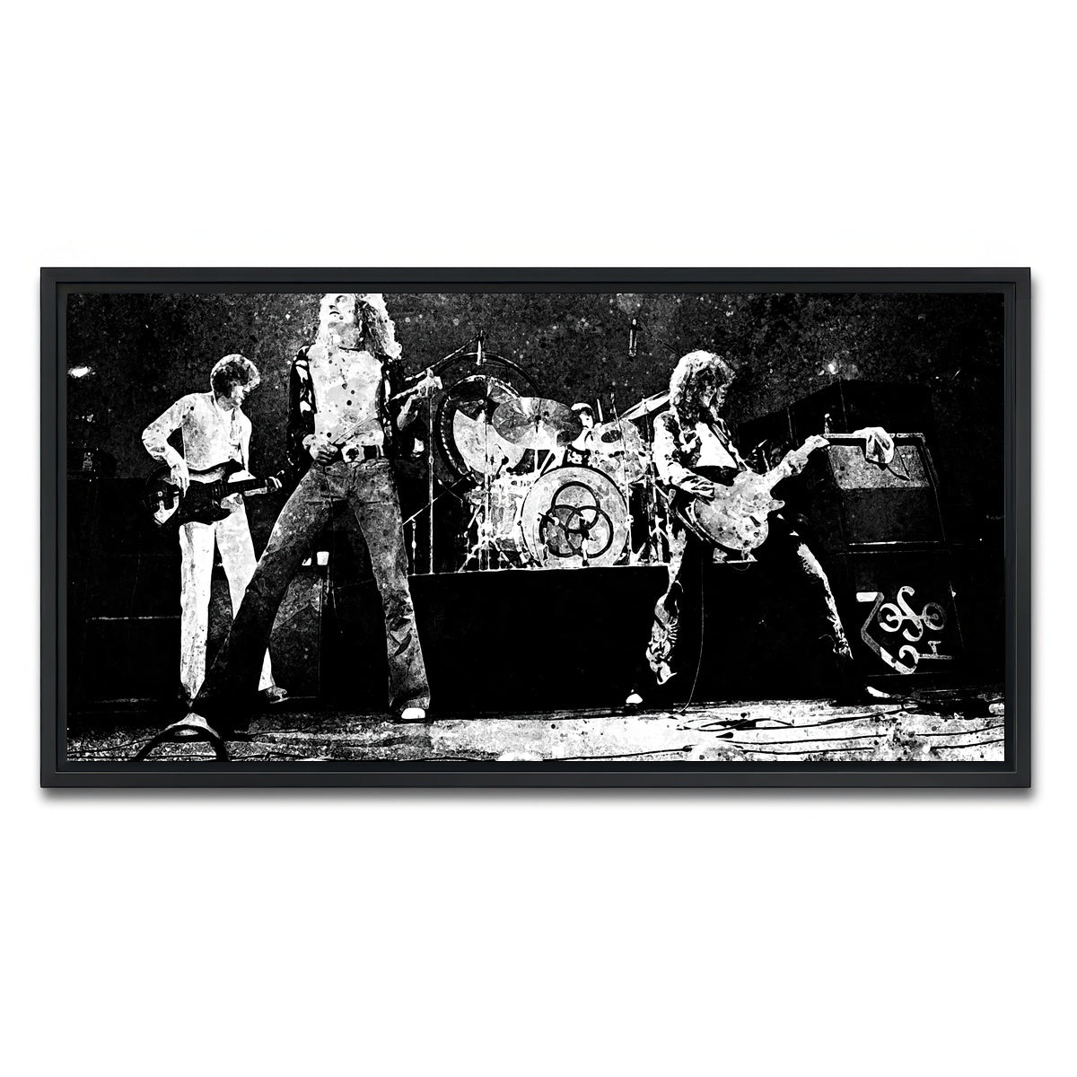 AUTO-MOCKUP WHITE | Live Led Zeppelin Grayscale | 1 Piece | Black Framed Canvas | group=2x1