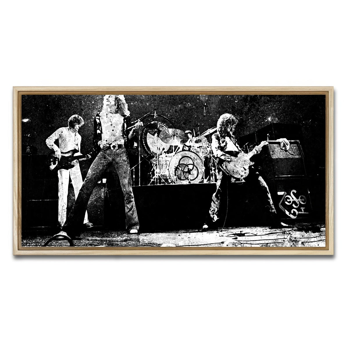 AUTO-MOCKUP WHITE | Live Led Zeppelin Grayscale | 1 Piece | Natural Framed Canvas | group=2x1