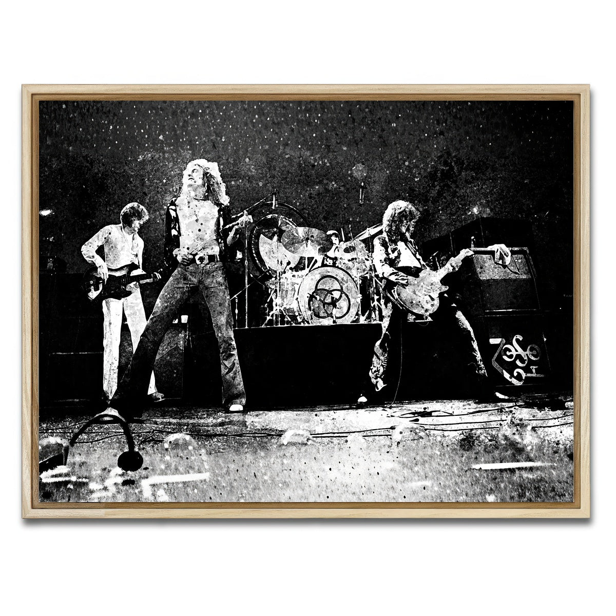 AUTO-MOCKUP WHITE | Live Led Zeppelin Grayscale | 1 Piece | Natural Framed Canvas | group=4x3