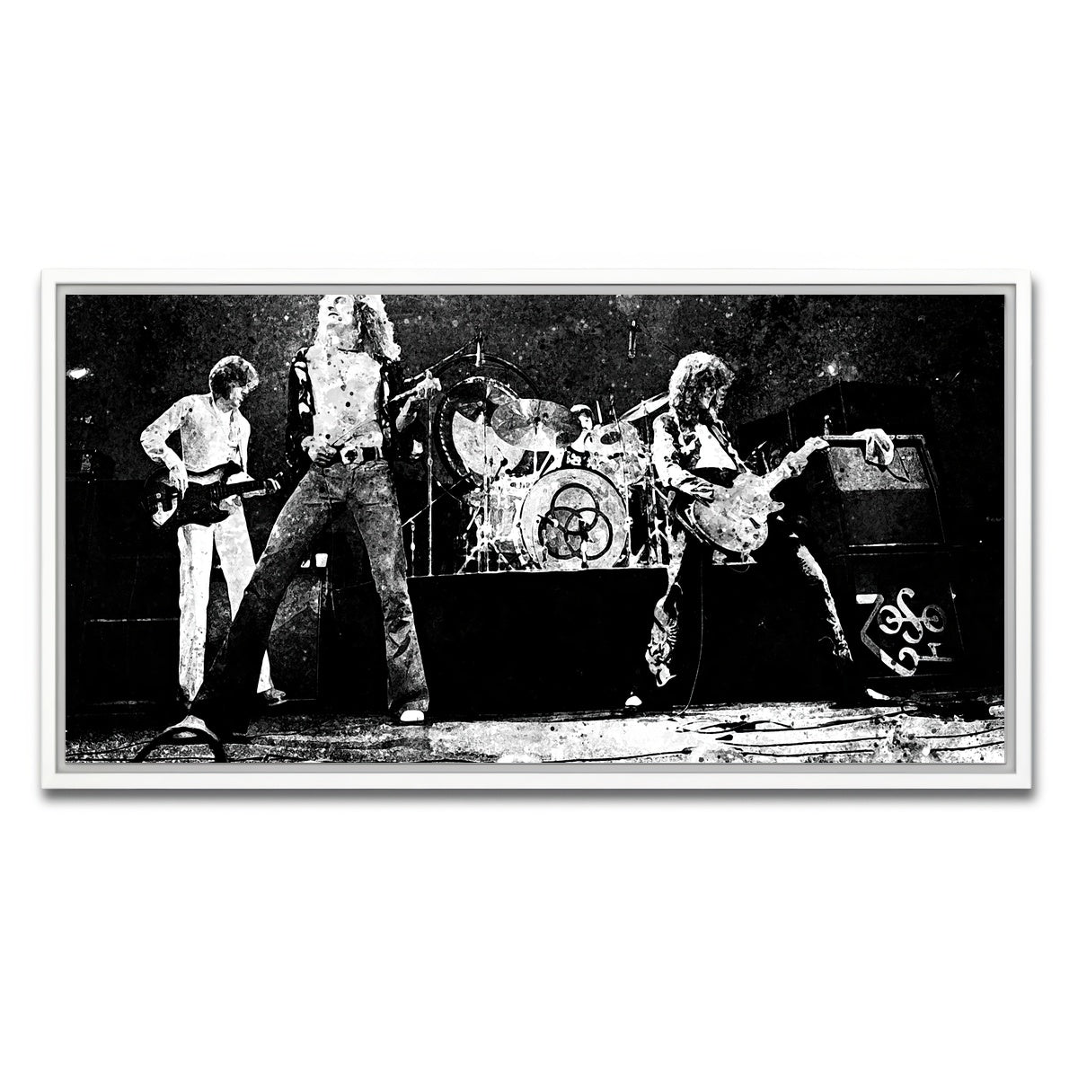 AUTO-MOCKUP WHITE | Live Led Zeppelin Grayscale | 1 Piece | White Framed Canvas | group=2x1