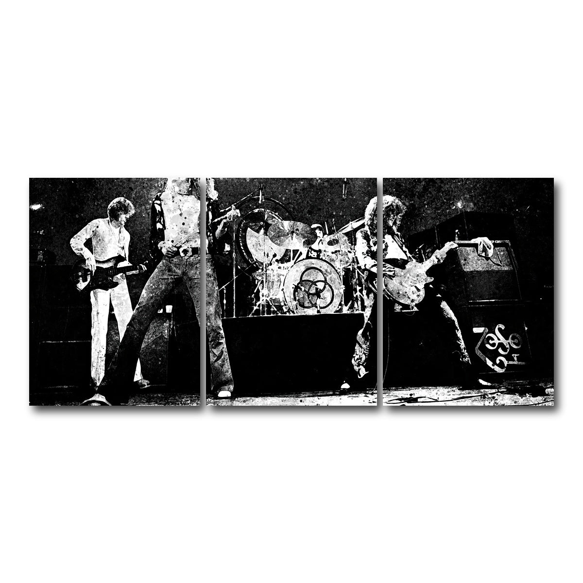 AUTO-MOCKUP WHITE | Live Led Zeppelin Grayscale | 3 Piece | Gallery Wrap Canvas | group=18x24