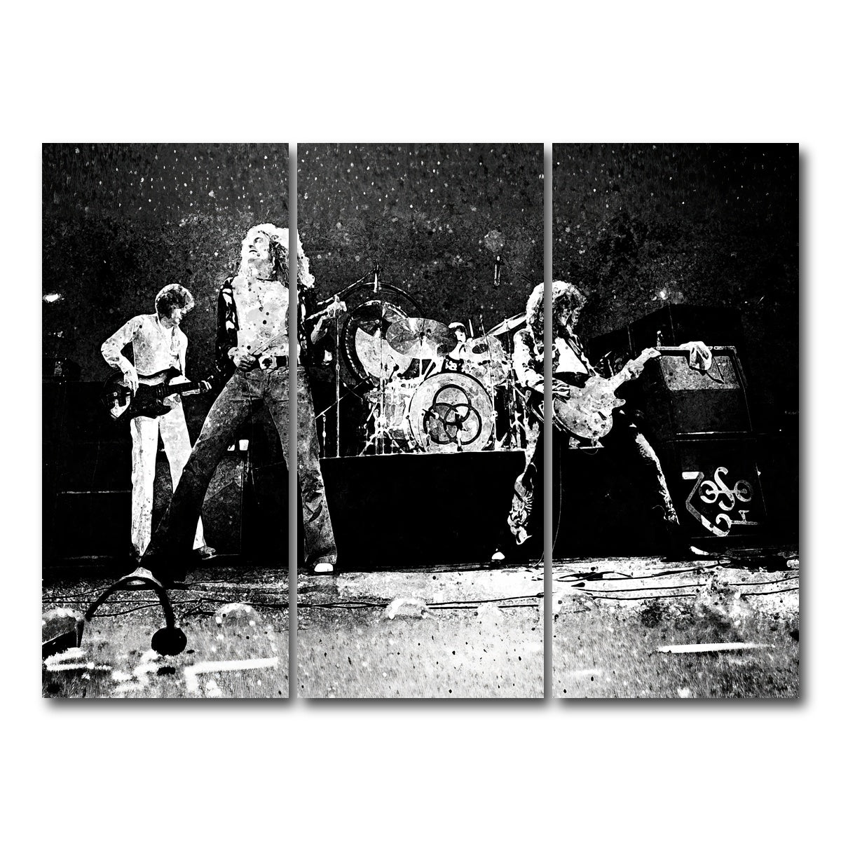 AUTO-MOCKUP WHITE | Live Led Zeppelin Grayscale | 3 Piece | Gallery Wrap Canvas | group=8x18