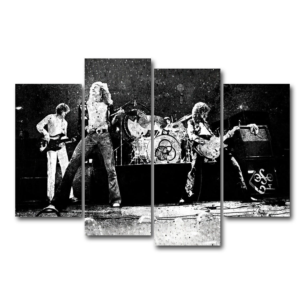 AUTO-MOCKUP WHITE | Live Led Zeppelin Grayscale | 4 Piece | Gallery Wrap Canvas | group=4_short