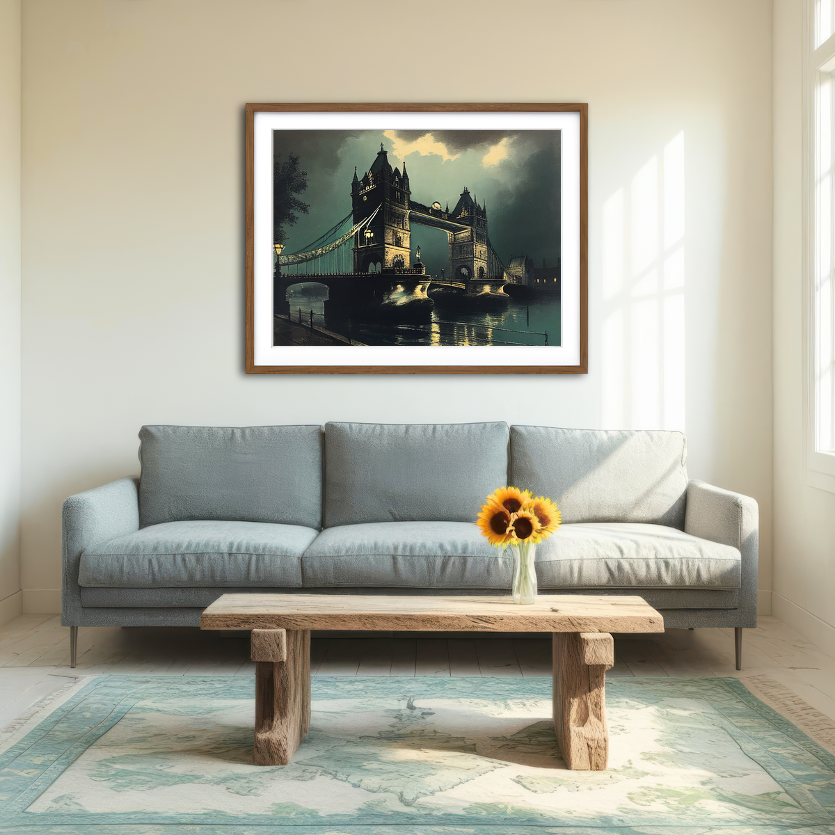 AUTO-MOCKUP ROOM | London Bridge at Night Wall Art