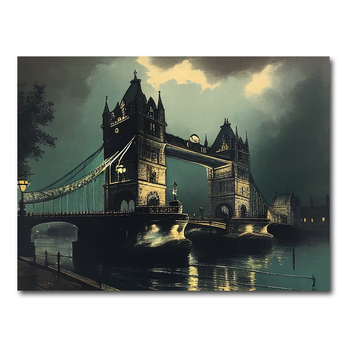 AUTO-MOCKUP WHITE | London Bridge at Night | 1 Piece | Gallery Wrap Canvas | group=4x3