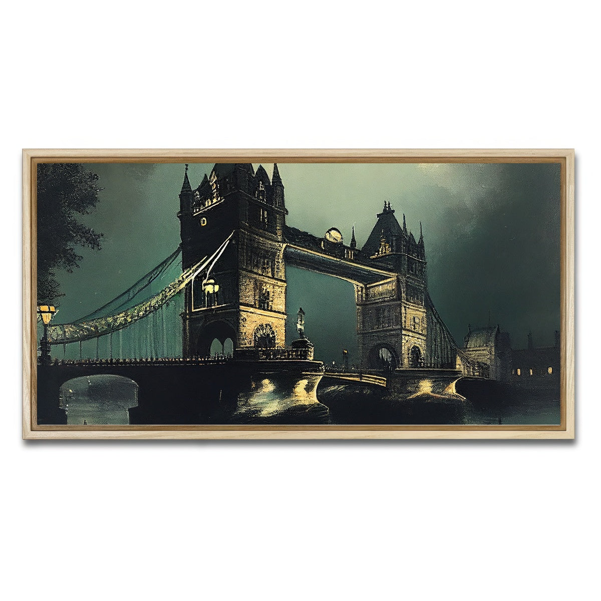 AUTO-MOCKUP WHITE | London Bridge at Night | 1 Piece | Natural Framed Canvas | group=2x1