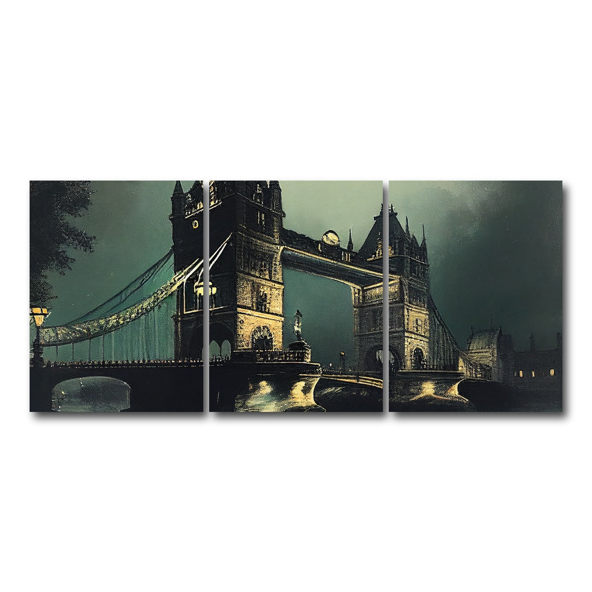 AUTO-MOCKUP WHITE | London Bridge at Night | 3 Piece | Gallery Wrap Canvas | group=18x24