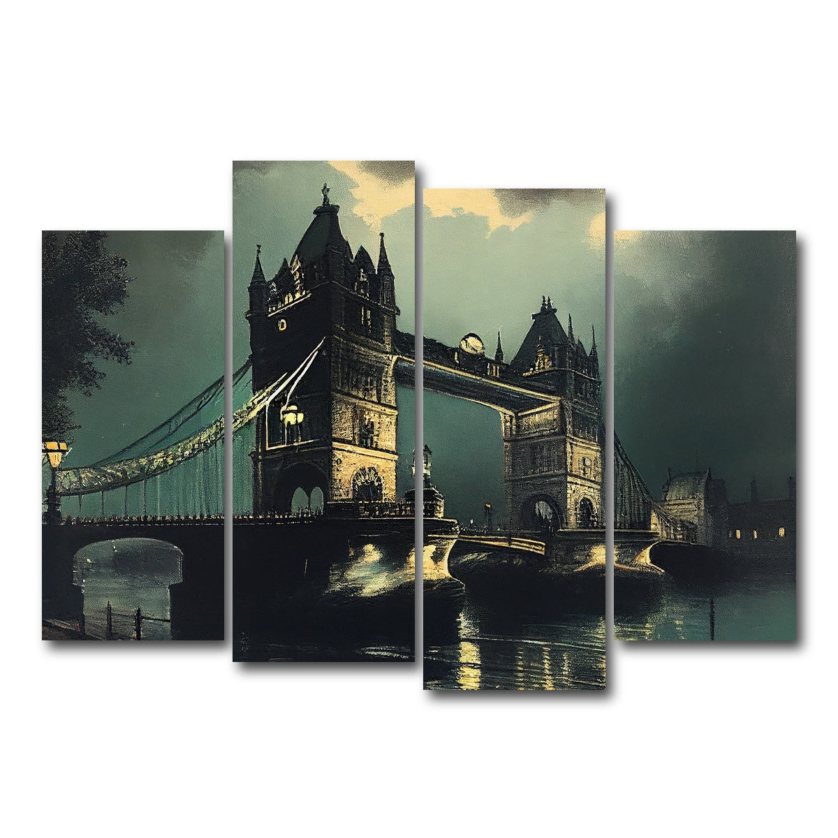 AUTO-MOCKUP WHITE | London Bridge at Night | 4 Piece | Gallery Wrap Canvas | group=4_normal
