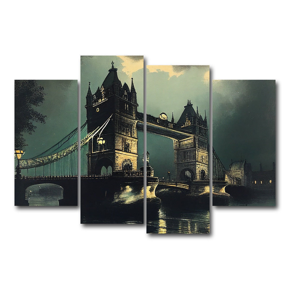 AUTO-MOCKUP WHITE | London Bridge at Night | 4 Piece | Gallery Wrap Canvas | group=4_short