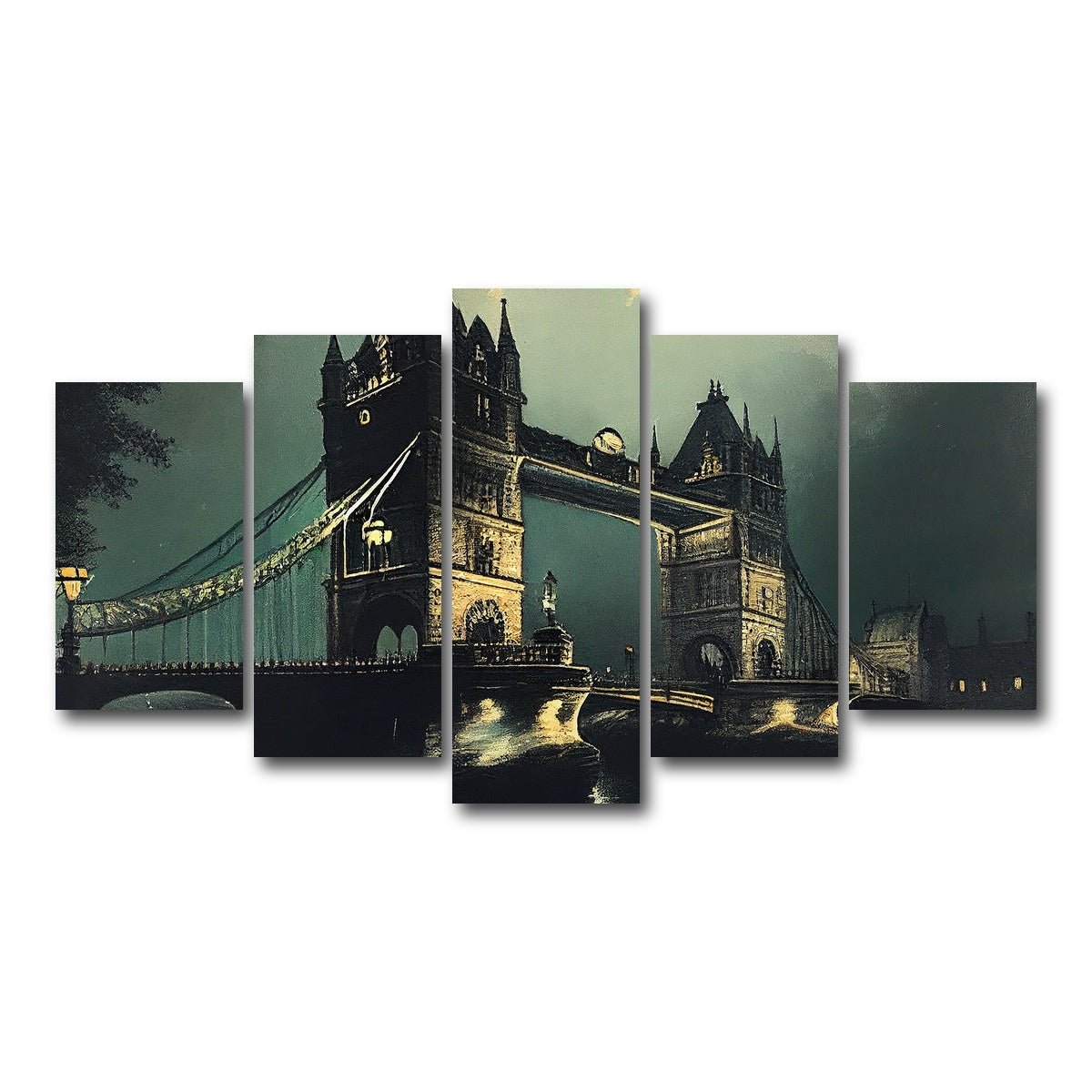 AUTO-MOCKUP WHITE | London Bridge at Night | 5 Piece | Gallery Wrap Canvas | group=5_normal