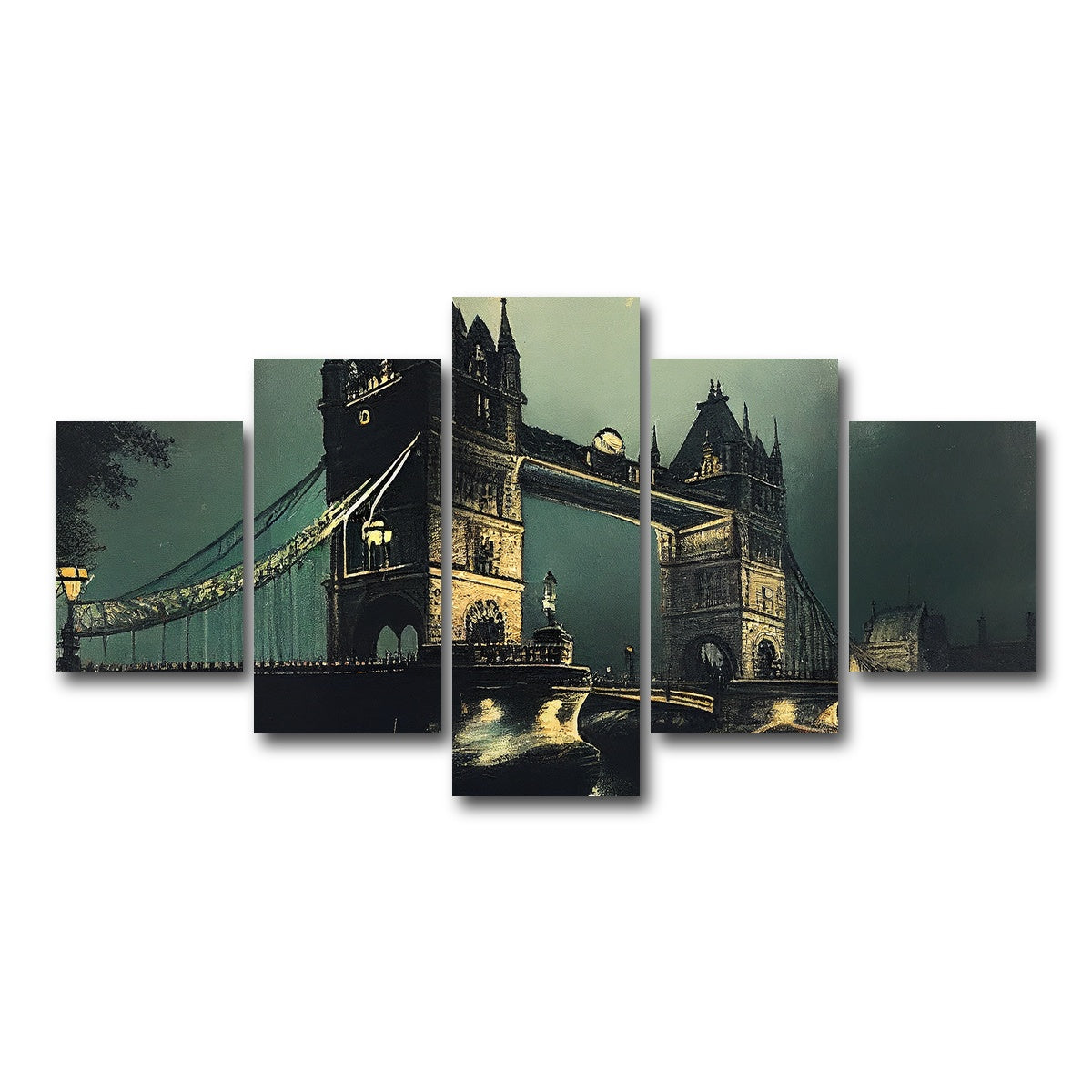 AUTO-MOCKUP WHITE | London Bridge at Night | 5 Piece | Gallery Wrap Canvas | group=5_short