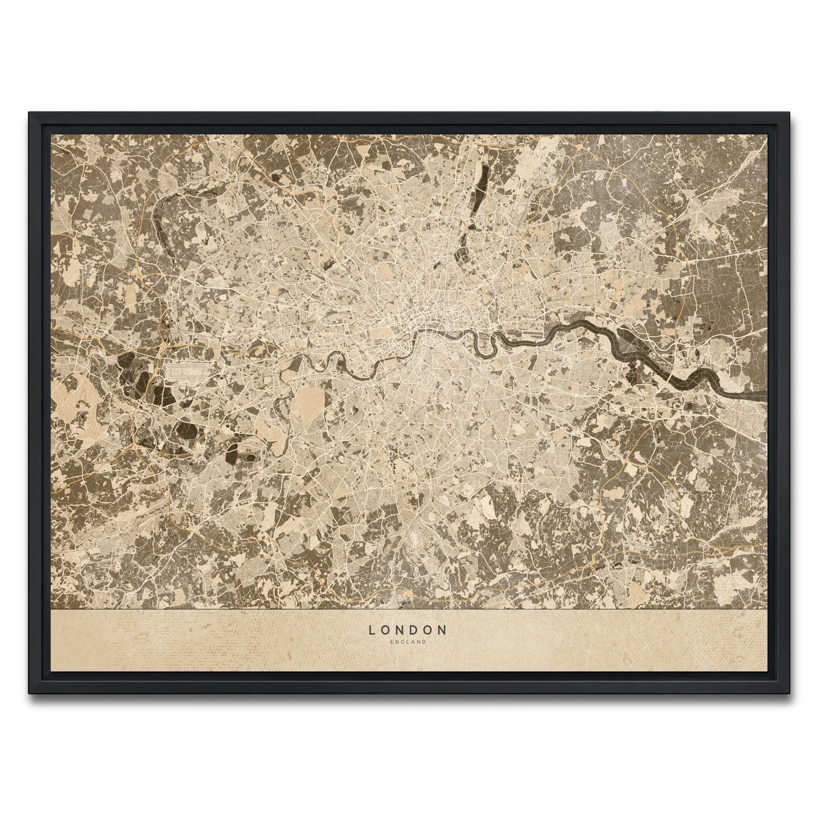 AUTO-MOCKUP WHITE | London Map 1 | 1 Piece | Black Framed Canvas | group=4x3