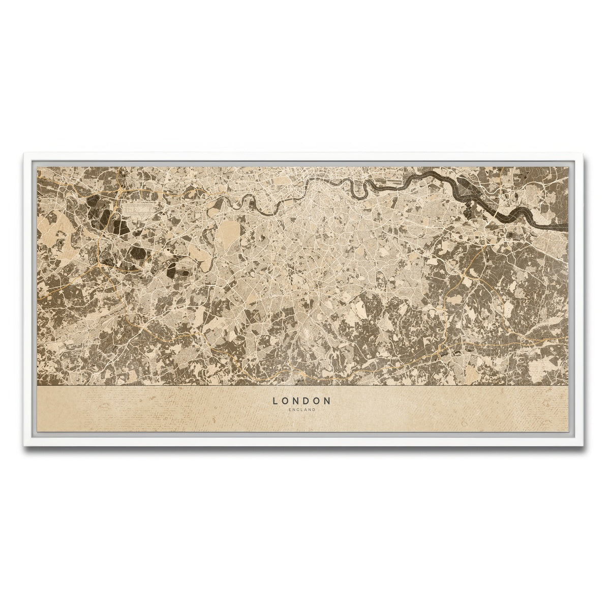 AUTO-MOCKUP WHITE | London Map 1 | 1 Piece | White Framed Canvas | group=2x1