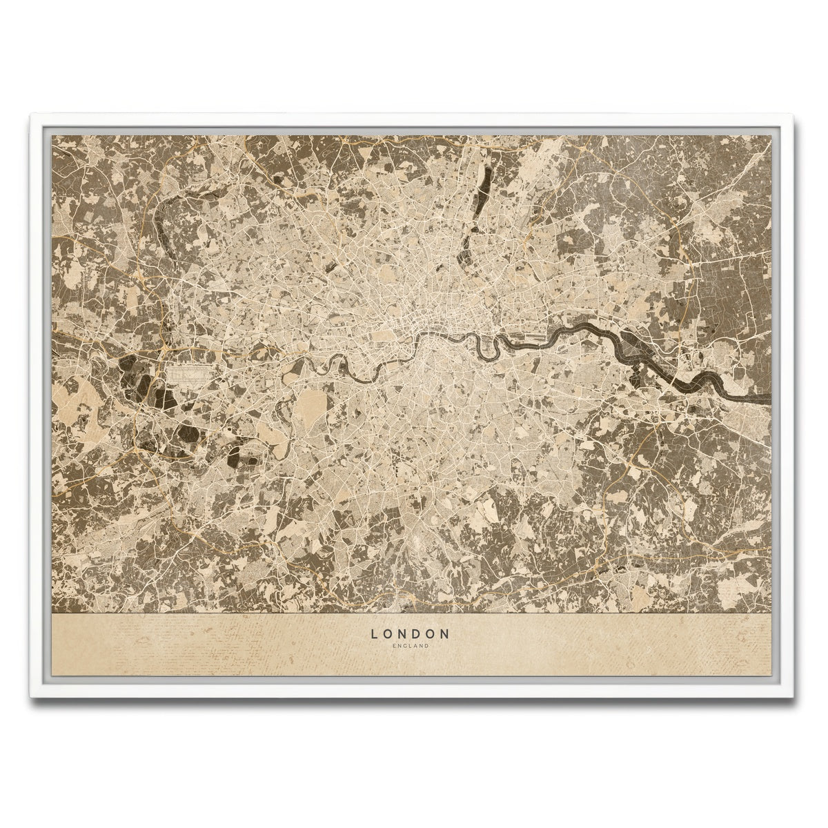AUTO-MOCKUP WHITE | London Map 1 | 1 Piece | White Framed Canvas | group=4x3