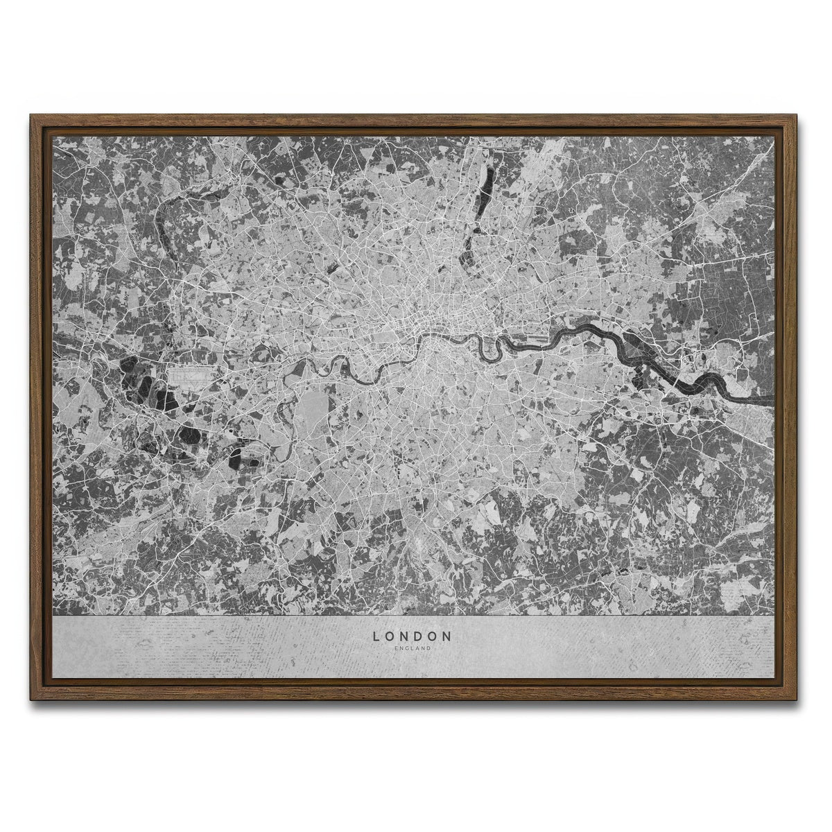 AUTO-MOCKUP WHITE | London Map 2 | 1 Piece | Walnut Framed Canvas | group=4x3