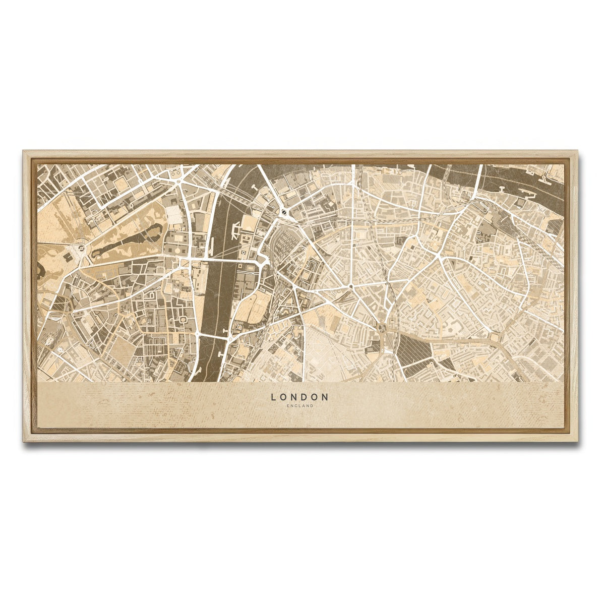 AUTO-MOCKUP WHITE | London Map 3 | 1 Piece | Natural Framed Canvas | group=2x1