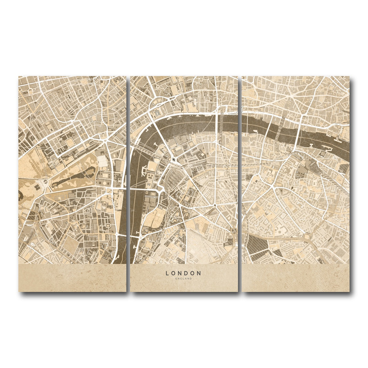 AUTO-MOCKUP WHITE | London Map 3 | 3 Piece | Gallery Wrap Canvas | group=12x24