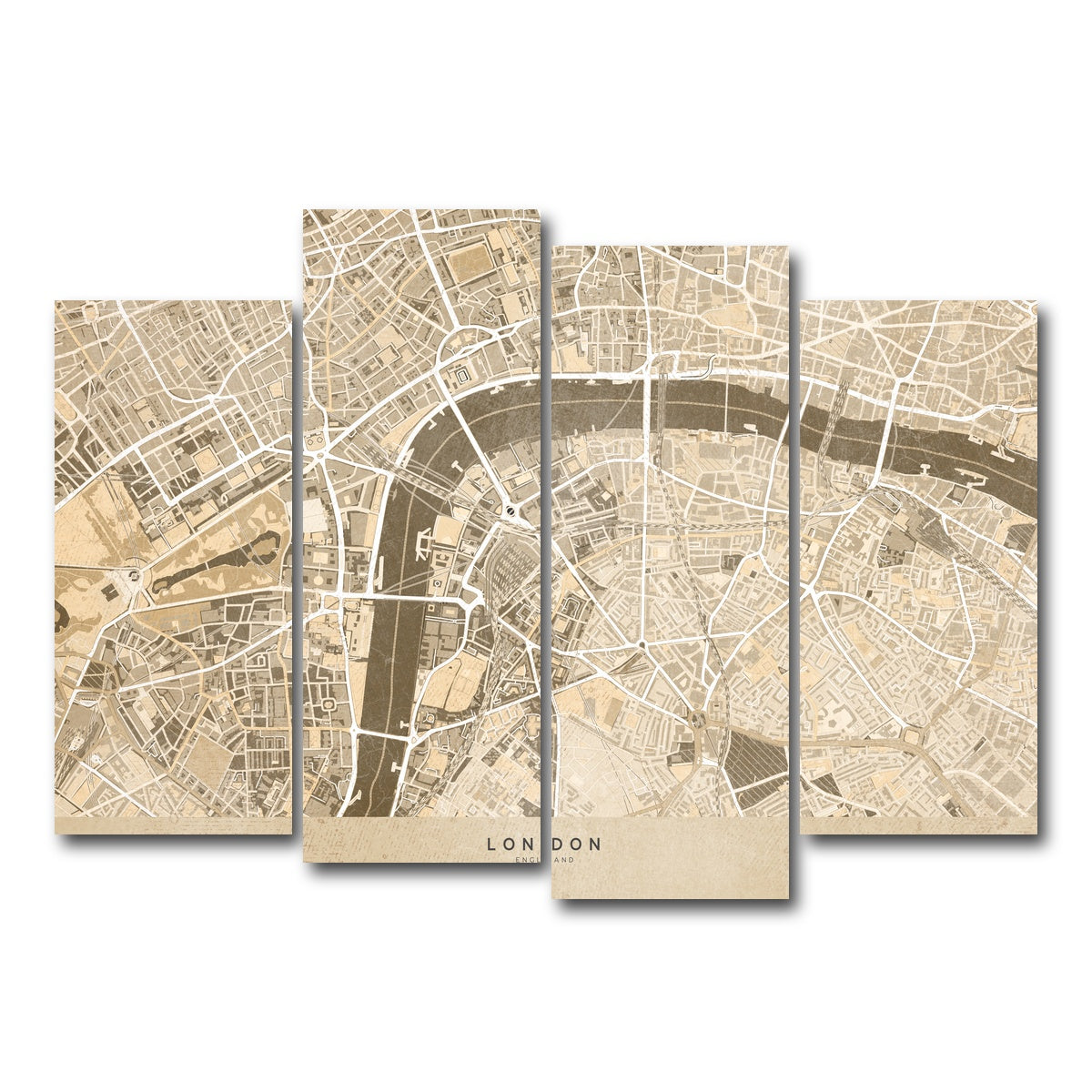 AUTO-MOCKUP WHITE | London Map 3 | 4 Piece | Gallery Wrap Canvas | group=4_normal