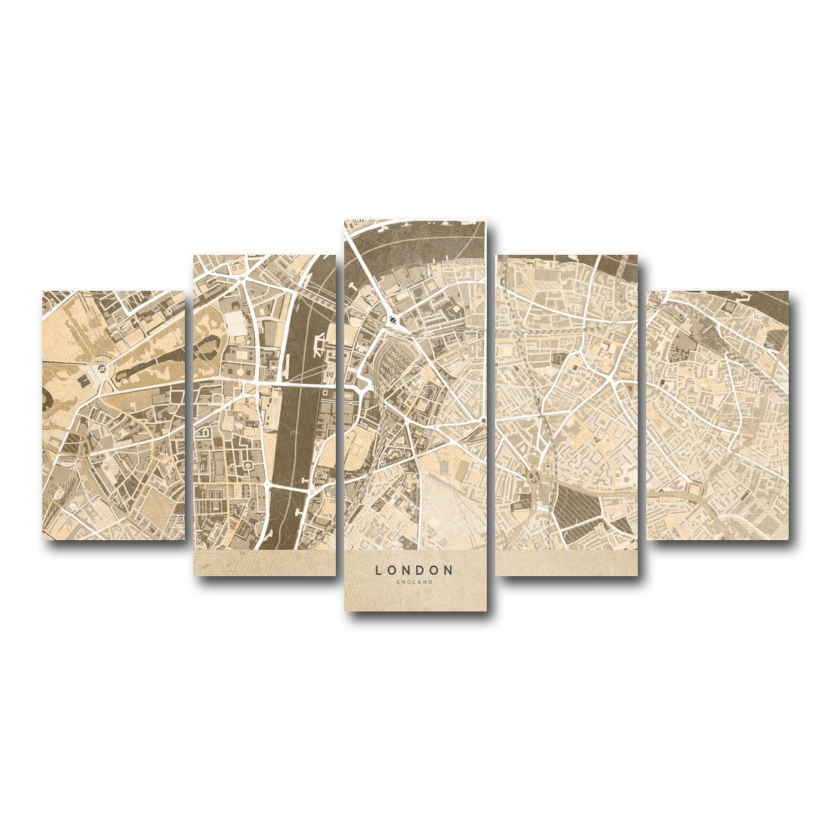 AUTO-MOCKUP WHITE | London Map 3 | 5 Piece | Gallery Wrap Canvas | group=5_normal