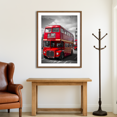 AUTO-MOCKUP ROOM | London Red Buses On Westminster Bridge Wall Art
