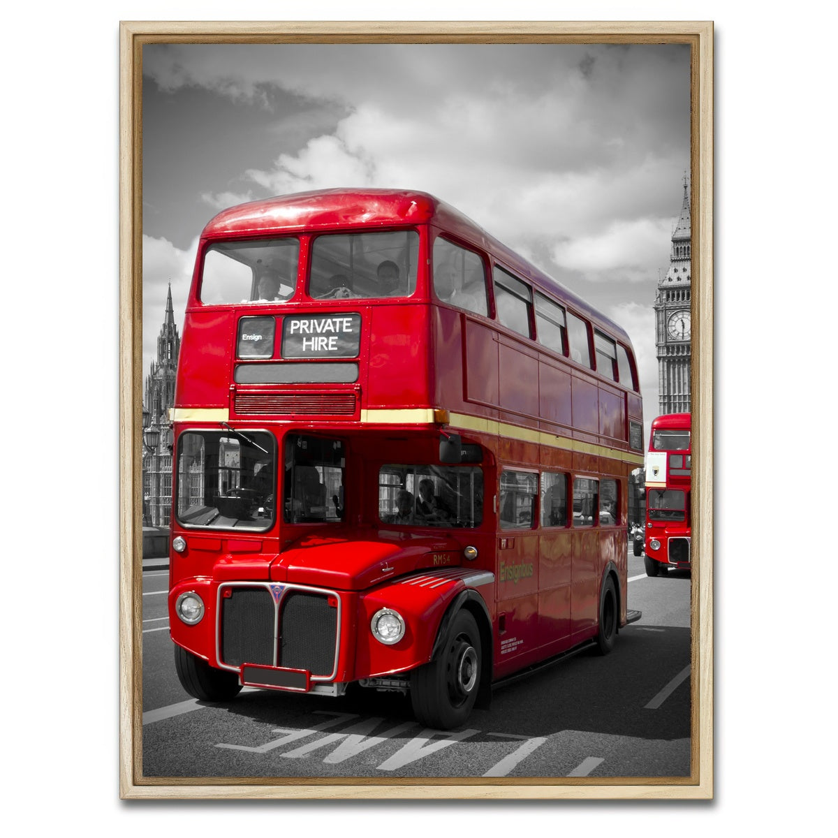 AUTO-MOCKUP WHITE | London Red Buses on Westminster Bridge | 1 Piece | Natural Framed Canvas | group=3x4