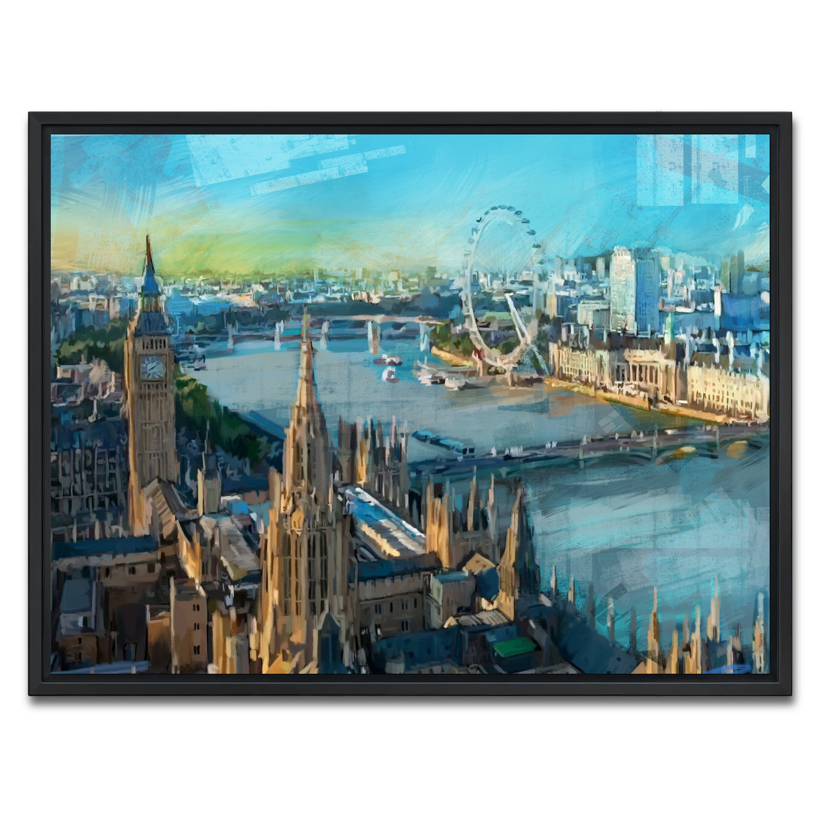 AUTO-MOCKUP WHITE | London Skyline | 1 Piece | Black Framed Canvas | group=4x3