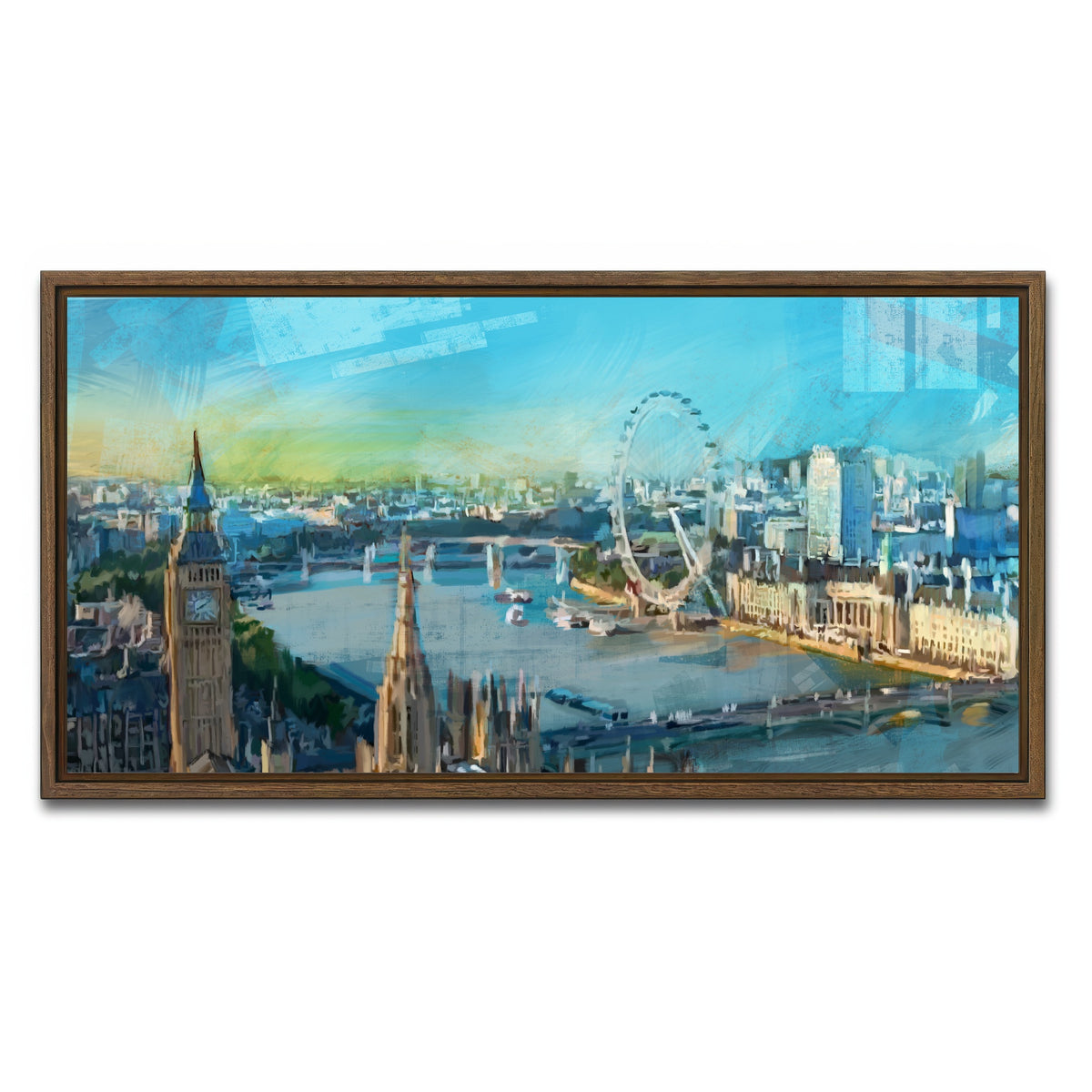 AUTO-MOCKUP WHITE | London Skyline | 1 Piece | Walnut Framed Canvas | group=2x1