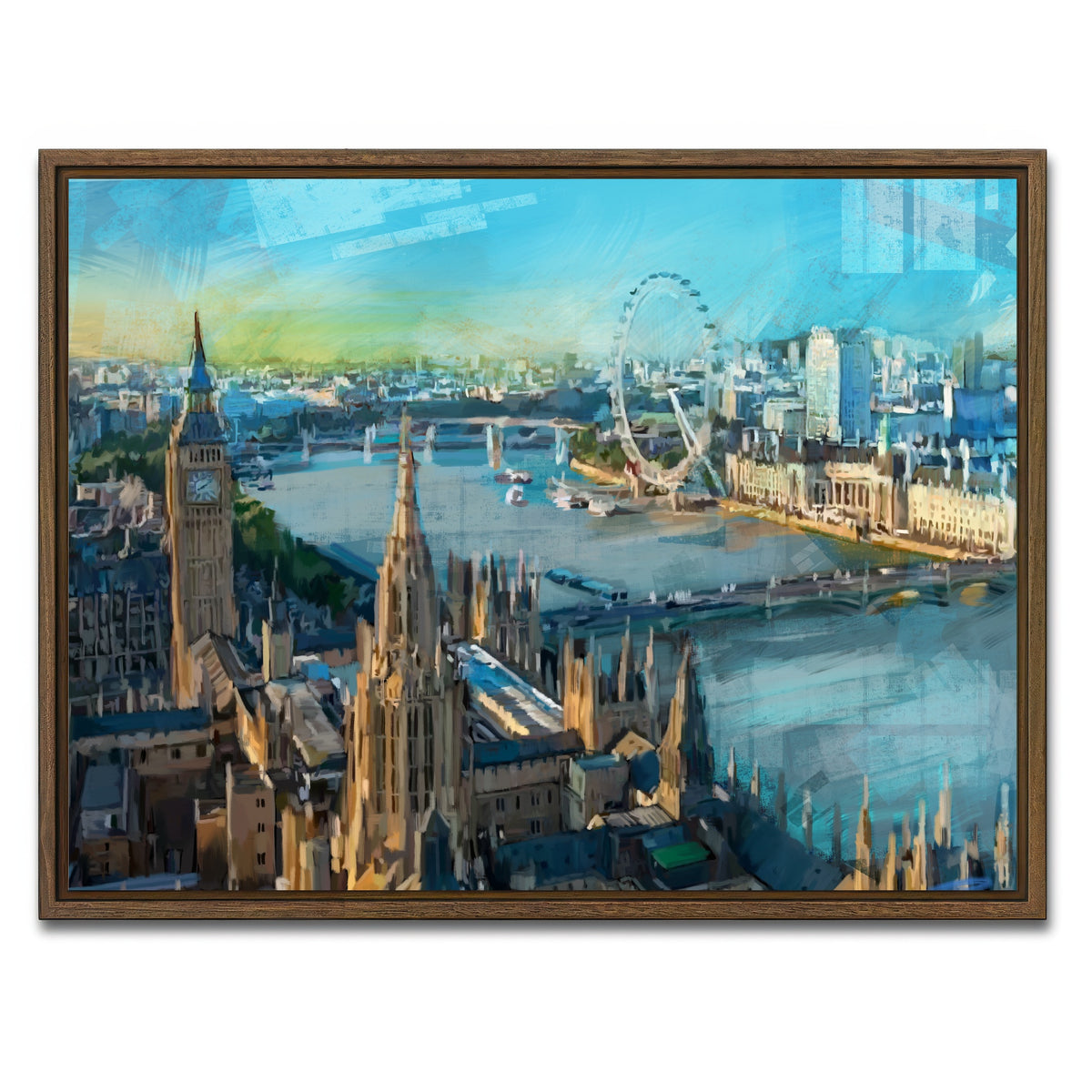 AUTO-MOCKUP WHITE | London Skyline | 1 Piece | Walnut Framed Canvas | group=4x3