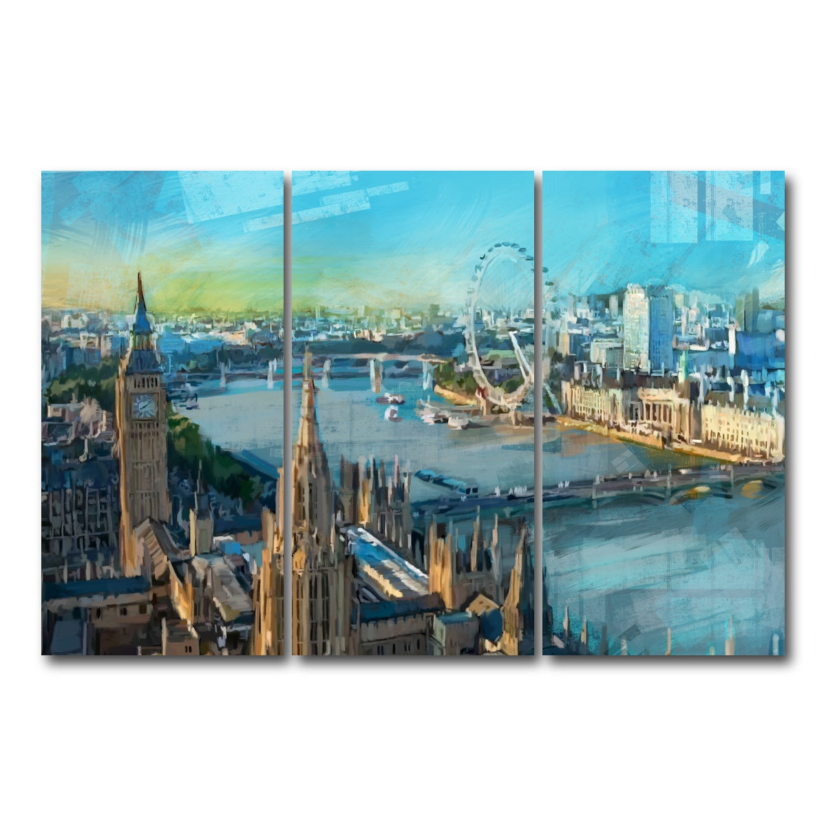 AUTO-MOCKUP WHITE | London Skyline | 3 Piece | Gallery Wrap Canvas | group=12x24