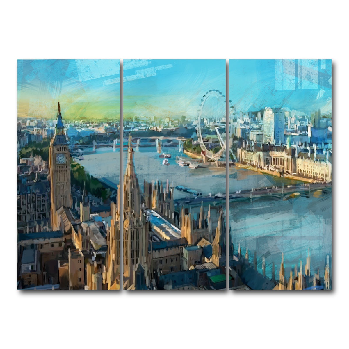 AUTO-MOCKUP WHITE | London Skyline | 3 Piece | Gallery Wrap Canvas | group=8x18